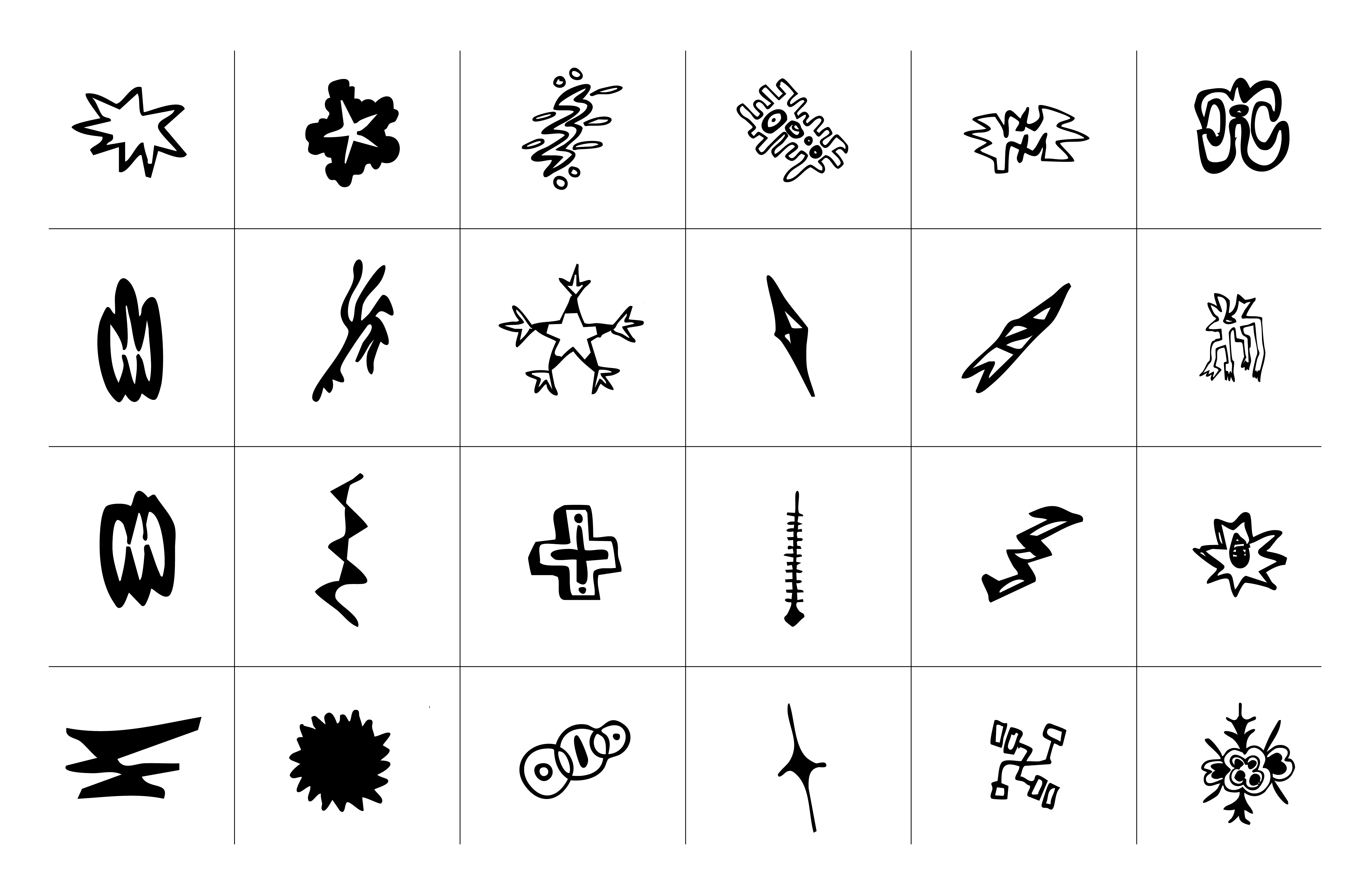 Flash sheet — ink characters on black